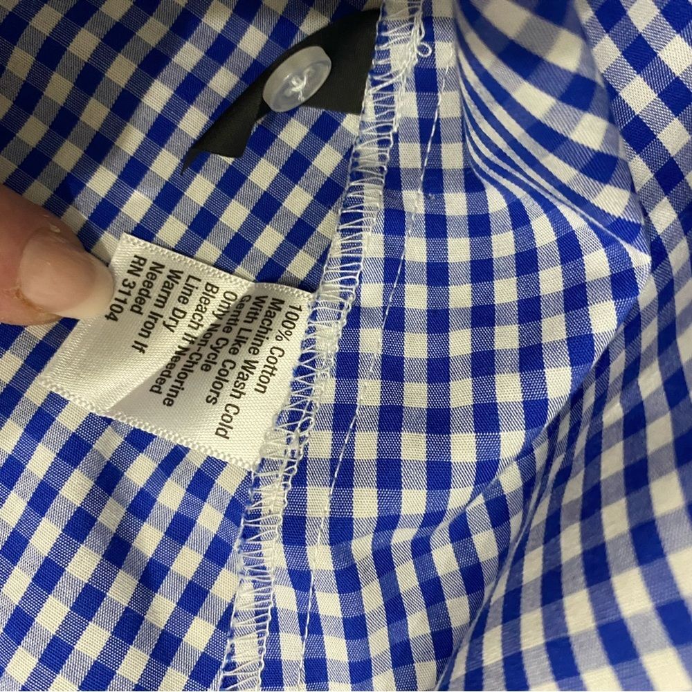 The limited wrap blue and white flutter sleeve check Blouse Size Large - Picture 5 of 7